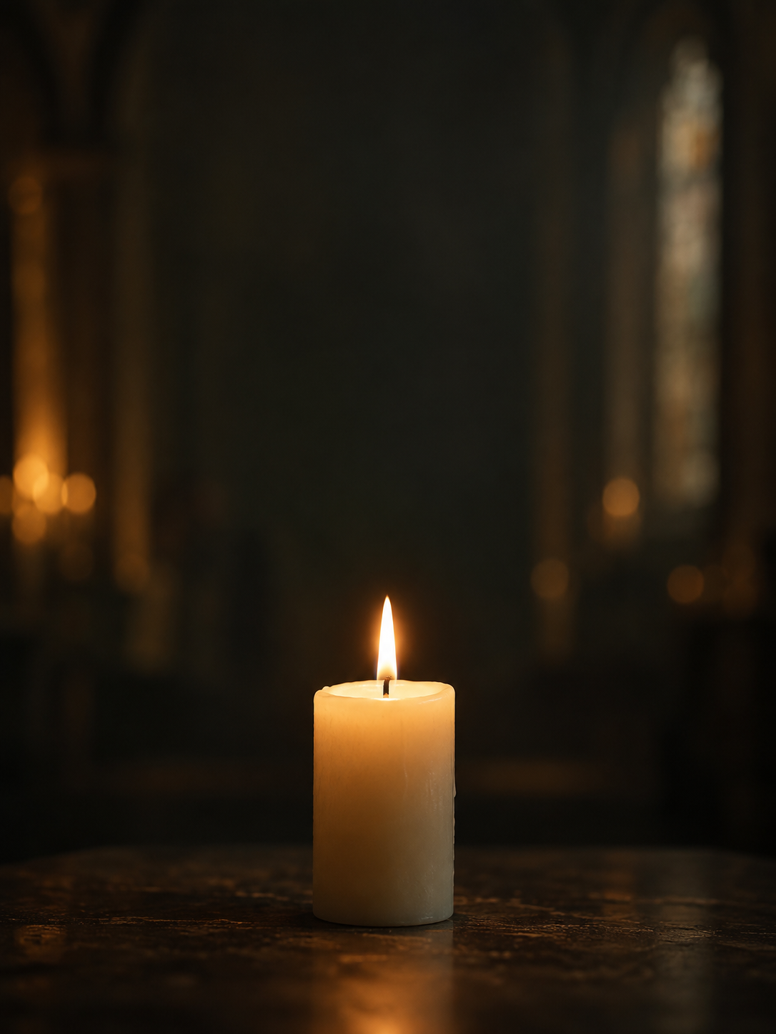 Veladora encendida en un ambiente de oración